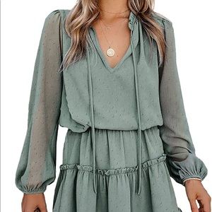 Elegant V-neck ruffle dress!